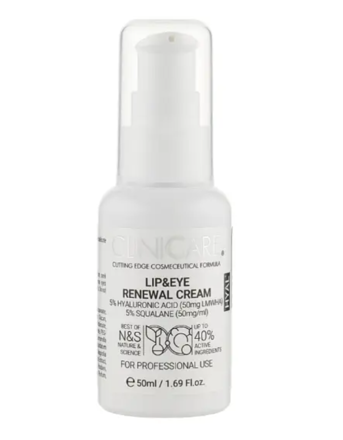 Крем восстановительный для губ и кожи вокруг глаз ClinicCare с гиалуроновой кислотой/скваланом и растительными экстрактами 50 мл (C1089)