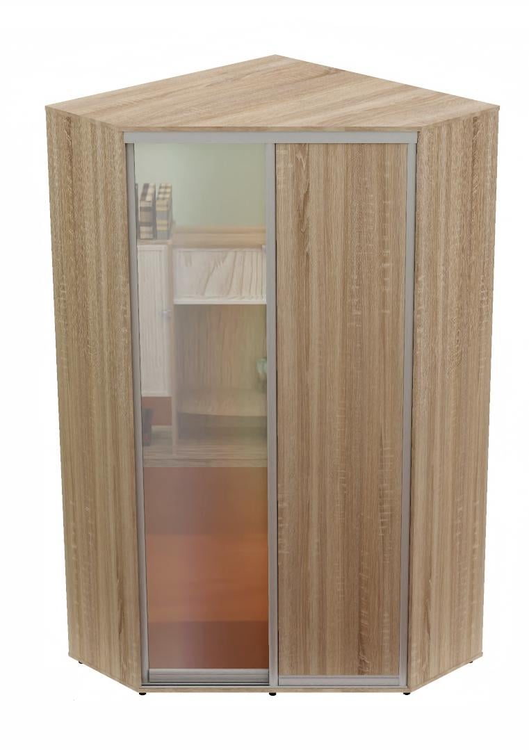 Шкаф-купе двухдверный угловой Алекса Угол-2 ДСП/зеркало 120х120х250 см Дуб сонома