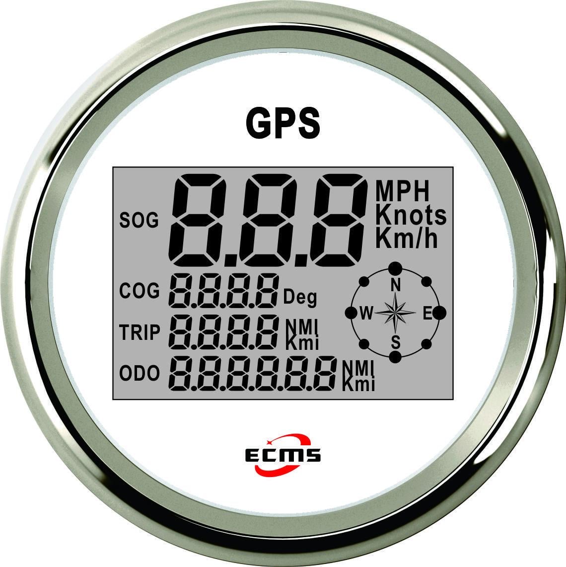 Спідометр з GPS приймачем для автомобіля/катера/трактора Ecms Білий (1504242404)