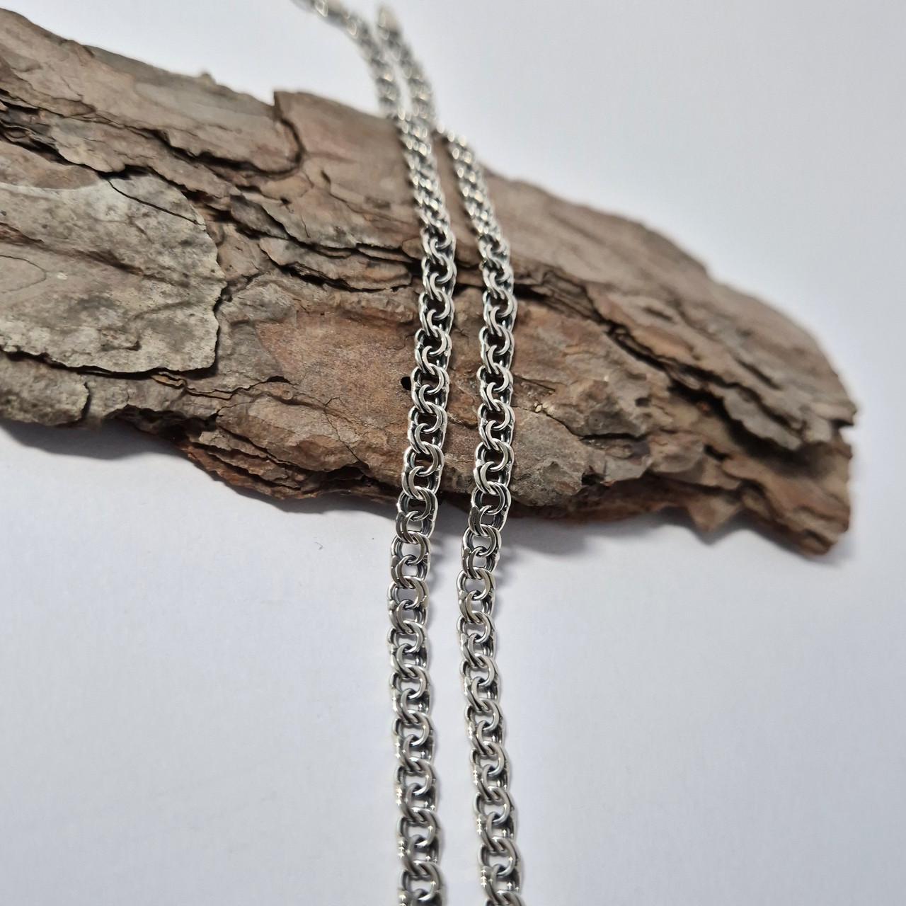 Цепочка Плоский бисмарк серебро черненное 925 пробы 50 cм 10,48 г (Л11)