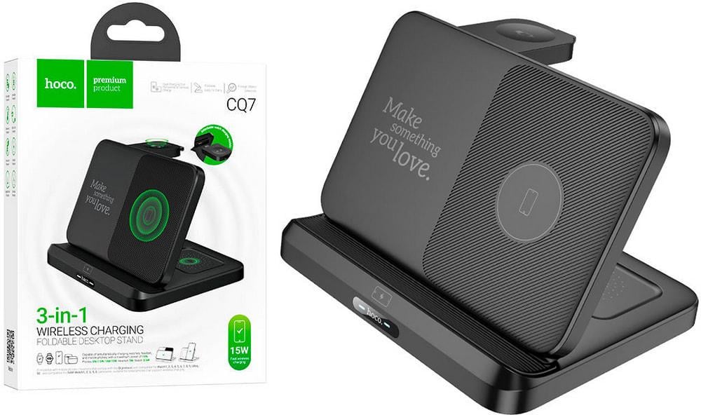 Пристрій зарядний бездротовий Hoco CQ7 3в1 15W Black (36947) Пристрій зарядний бездротовий Hoco CQ7 3в1 15W Black (36947)