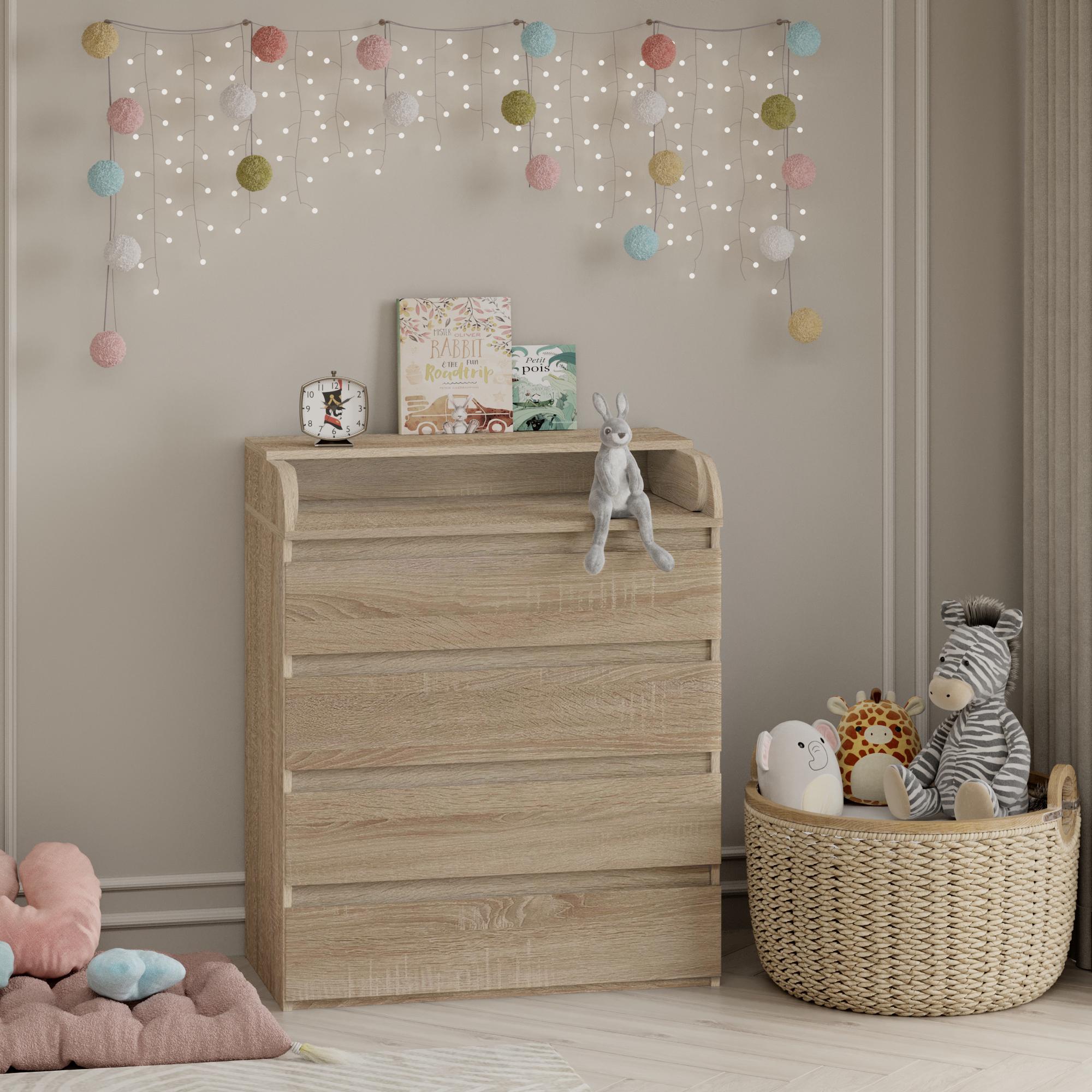 Комод пеленальный на 4 ящика без ручек Line KPF4 800x450x1020 мм Дуб Сонома Комод пеленальный на 4 ящика без ручек Line KPF4 800x450x1020 мм Дуб Сонома