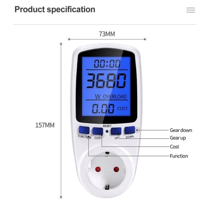 Вимірювач потужності змінного струму розетка з лічильником електроенергії - фото 5