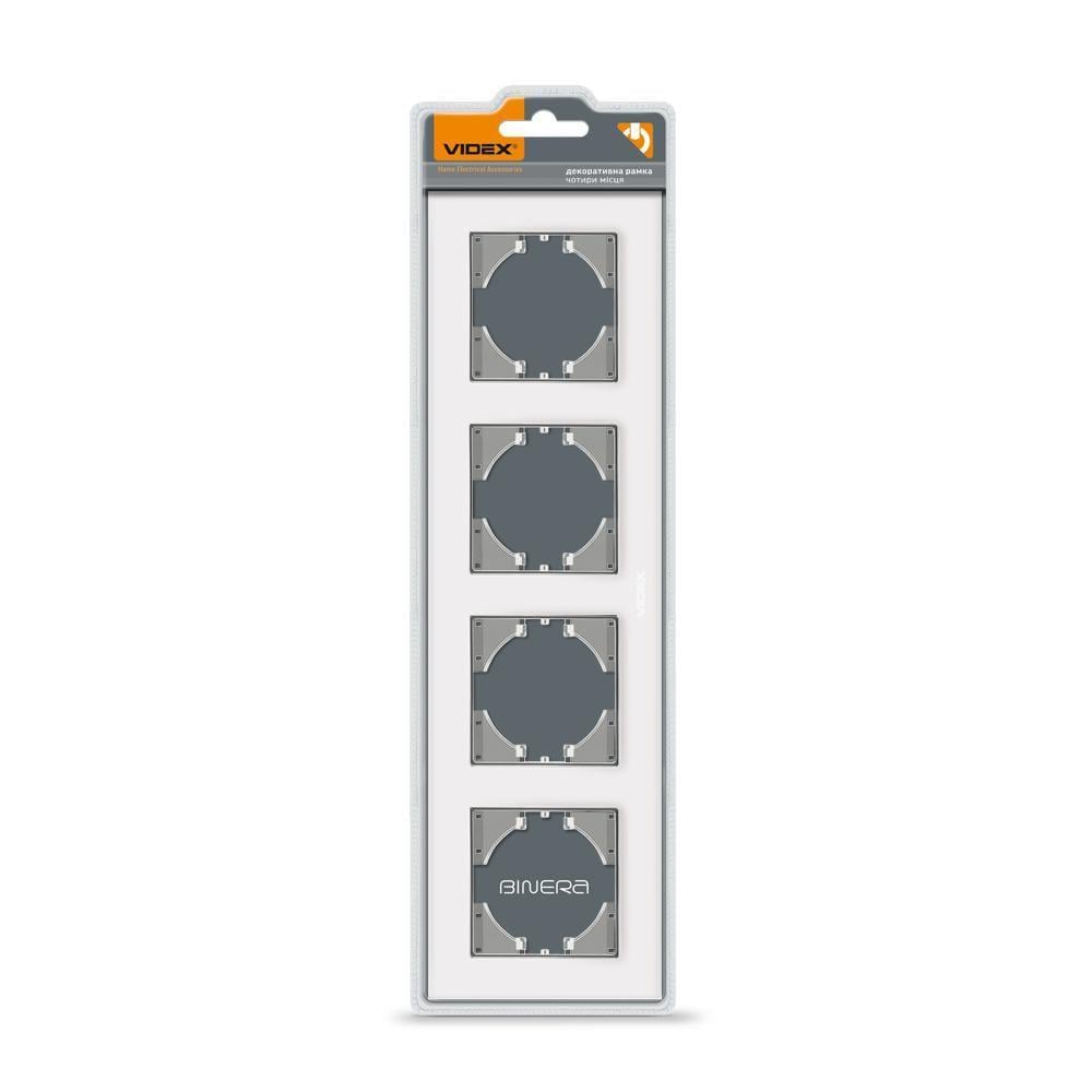 Рамка для розеток Vіdех Bіnеrа 4 місця горизонтальна скло Білий (22551122) Рамка для розеток Vіdех Bіnеrа 4 місця горизонтальна скло Білий (22551122)