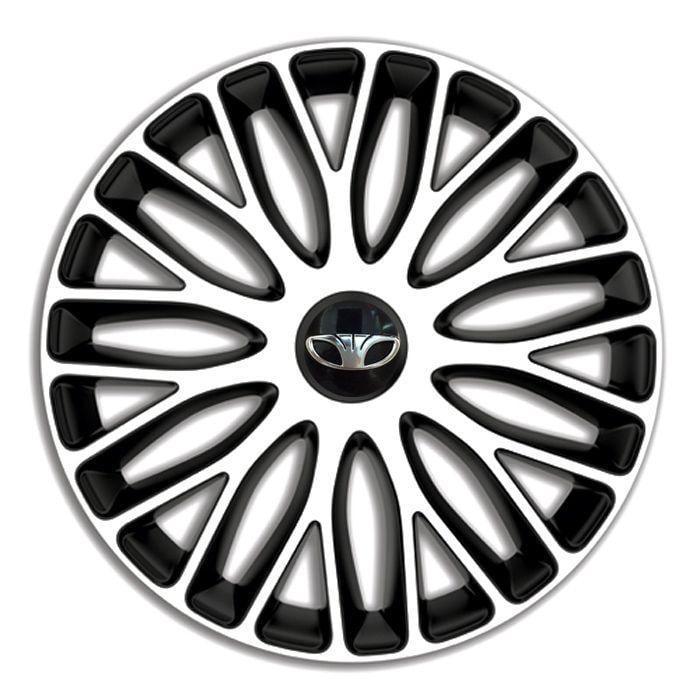 Колпаки для колес 4 Racing Mugello R13 c логотипом Daewoo 4 шт. White/Black