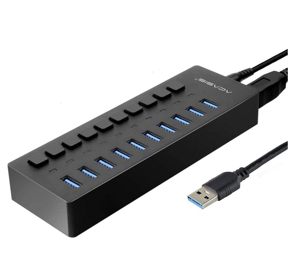 Хаб концентратор Acasis P-10 10 портів з блоком живлення USB 3.0 US plug (469)