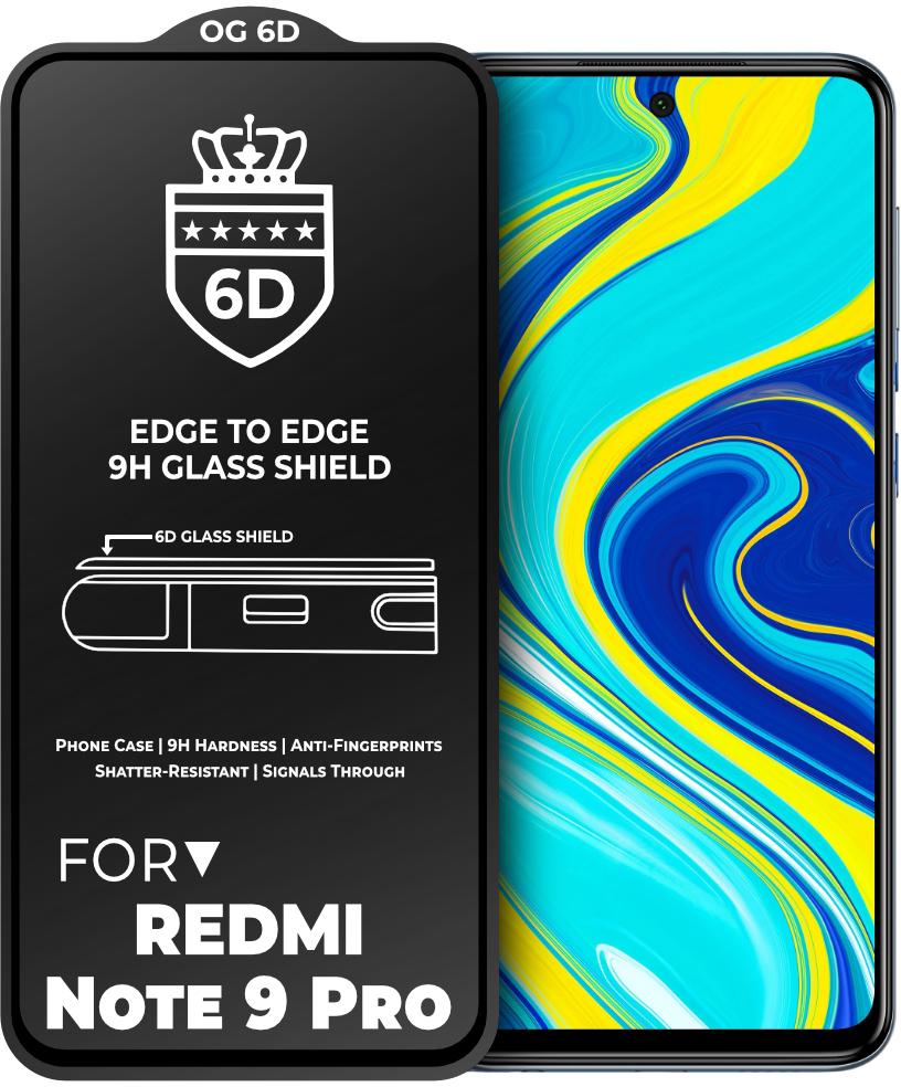 Защитное стекло 6D OG Crown Xiaomi Redmi Note 9 Pro Black (19047)