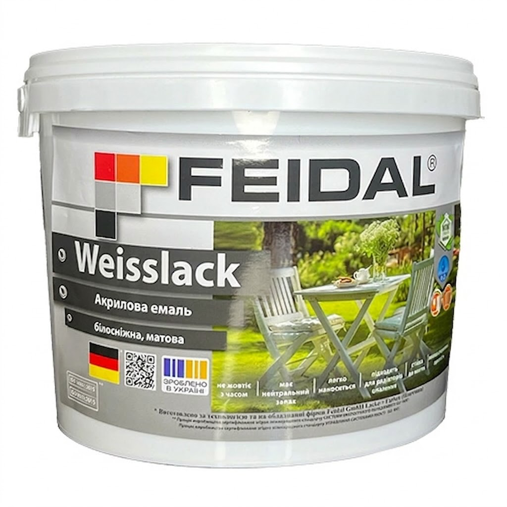 Эмаль акриловая матовая Feidal Weisslack 1 л Белый (2966269438)