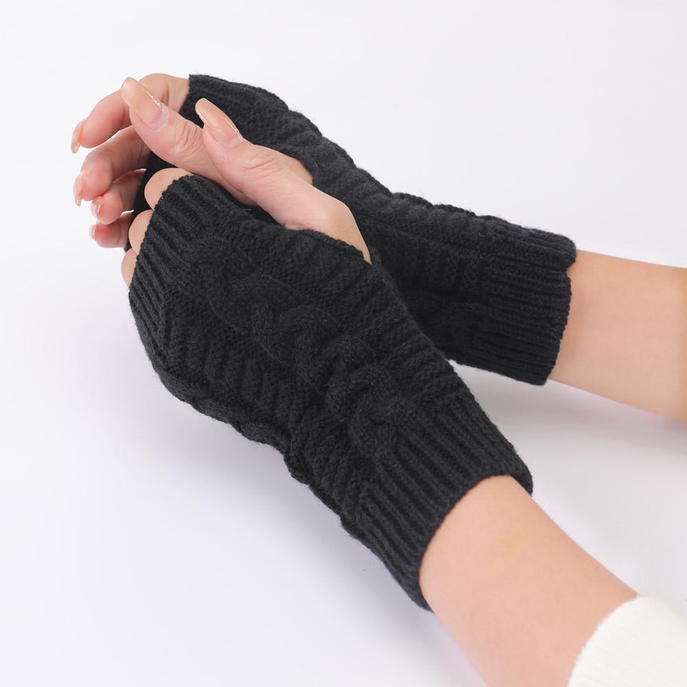 Митенки вязаные короткие One size Черный (2324) - фото 1 Митенки вязаные короткие One size Черный (2324) - фото 1