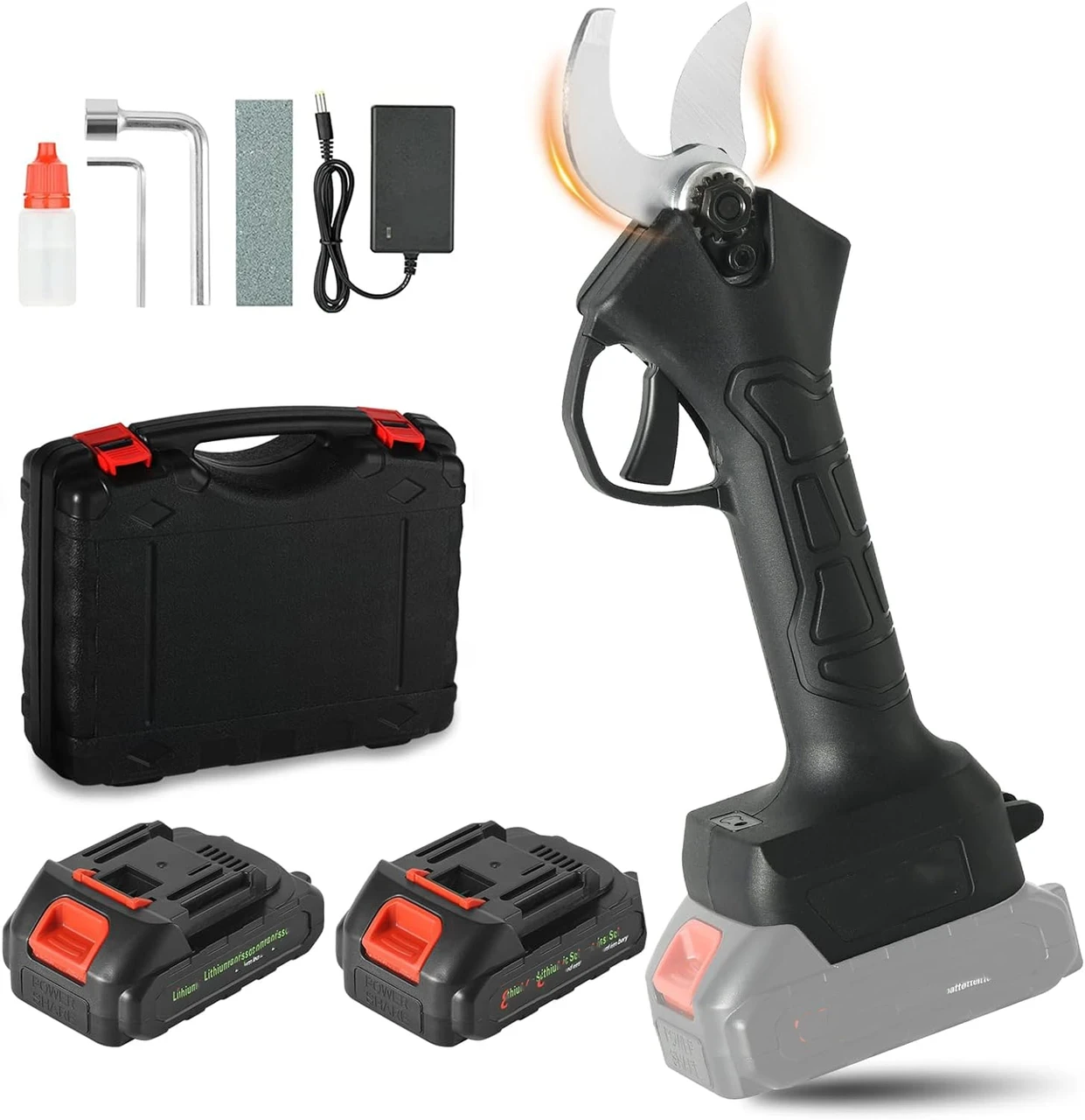 Электросекатор аккумуляторный с 2 батареями и точильным камнем для обрезки веток 48V (2666602753) Электросекатор аккумуляторный с 2 батареями и точильным камнем для обрезки веток 48V (2666602753)