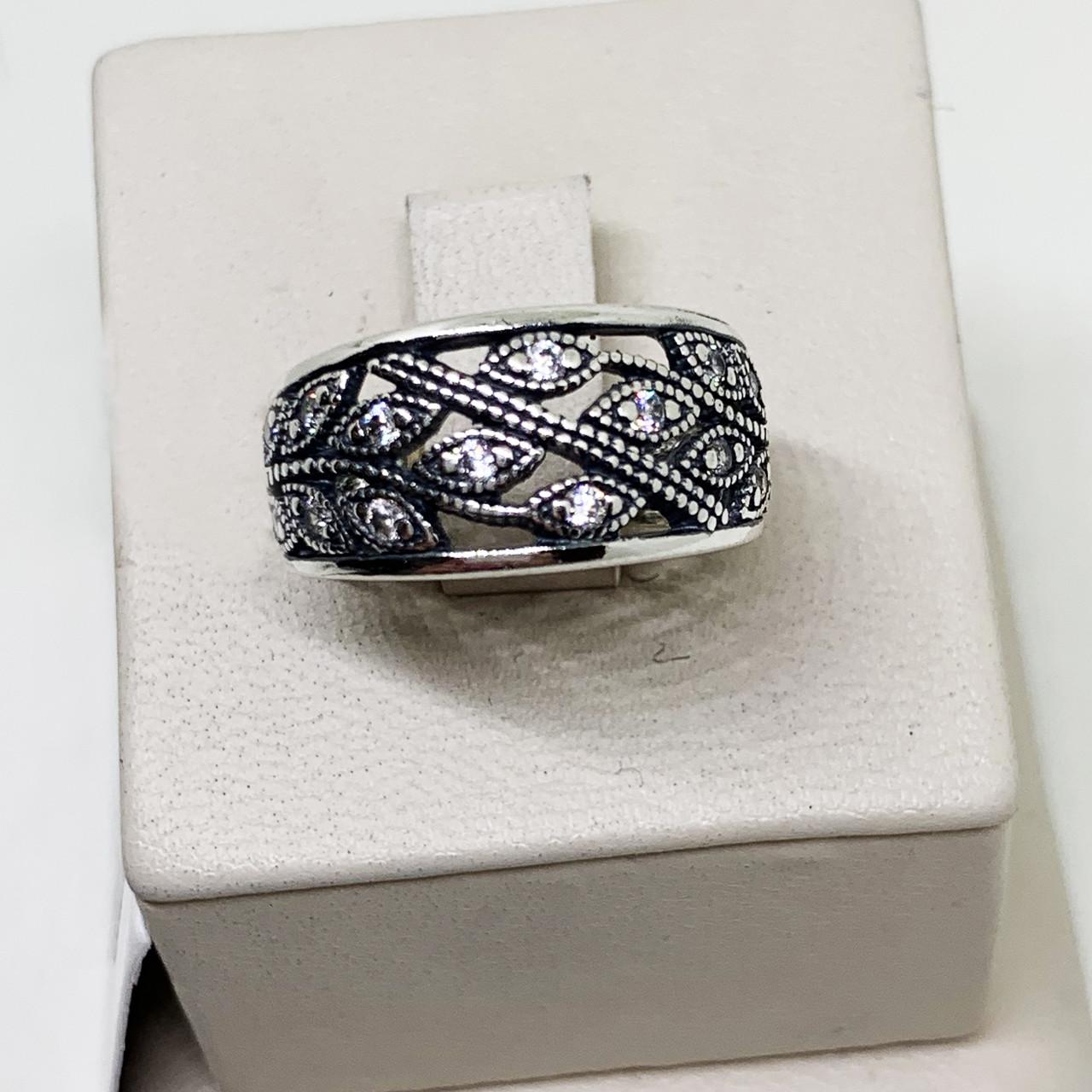 Кольцо серебряное Веточка с фианитами р. 17 4,91 г (1000896424)