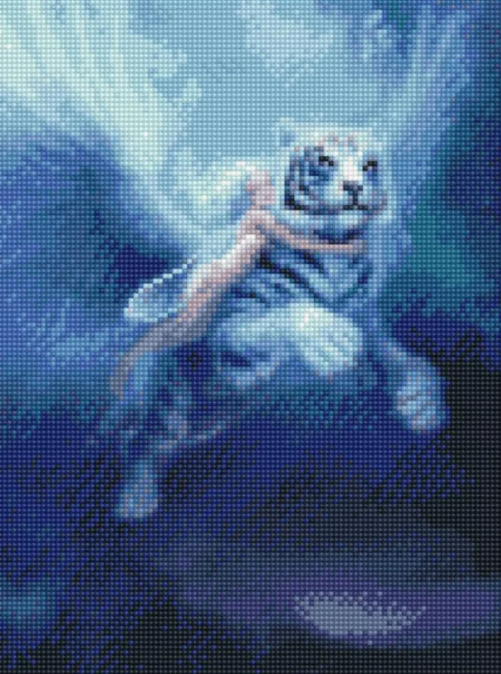 Алмазная мозаика Strateg Девушка с тигром 30х40 см (HX014)