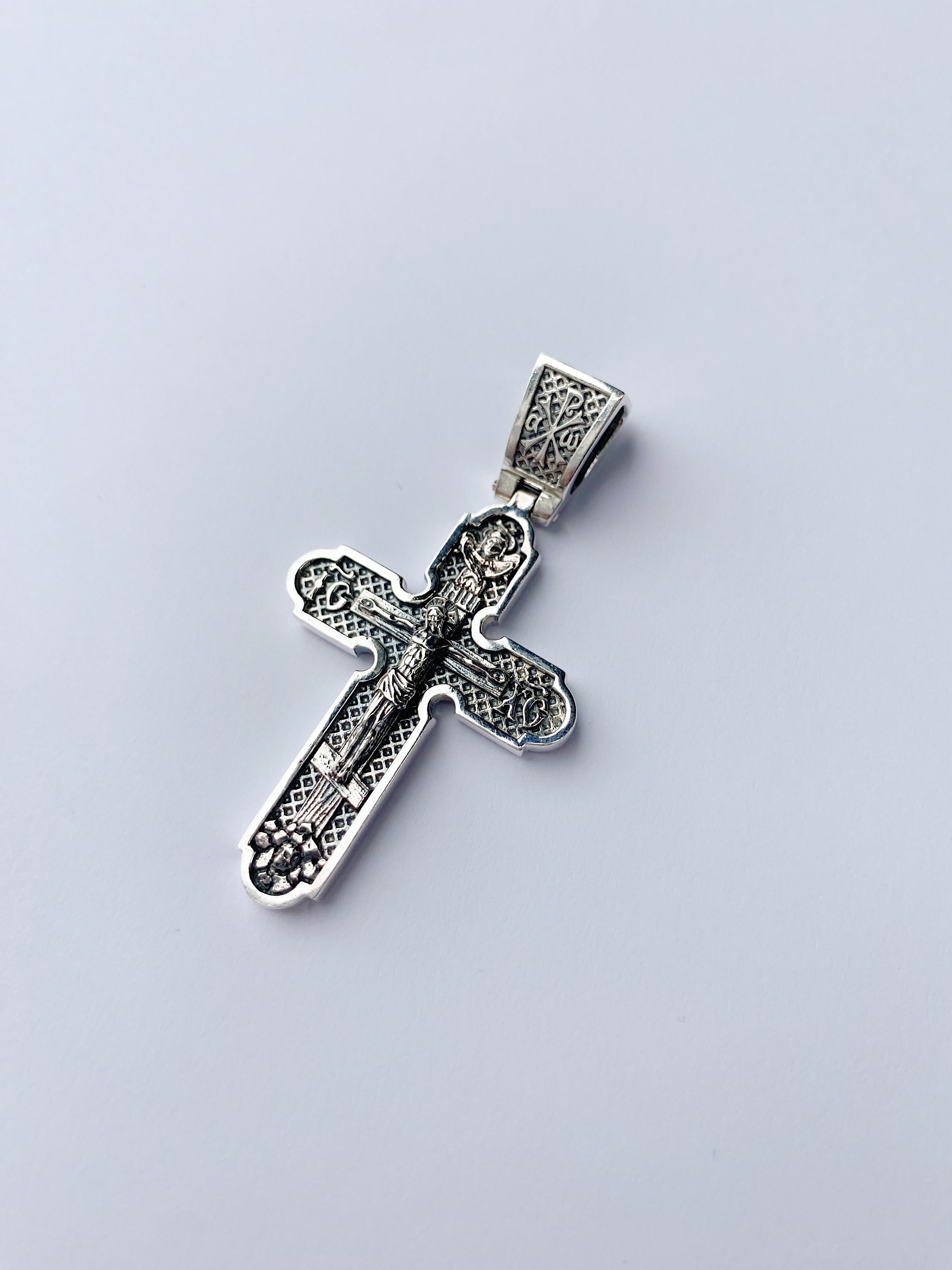 Крестик с молитвой "Спаси и Сохрани" серебряный (КД-13)