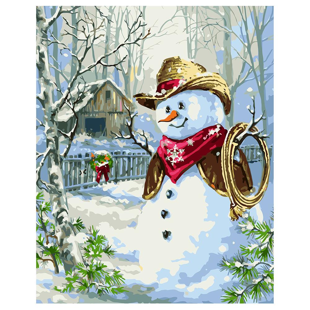 Картина по номерам Strateg Снеговик-ковбой 40x50 см (VA-1421)