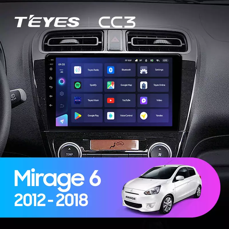 Автомагнітола штатна Teyes CC3 для Mitsubishi Mirage 6 2012-2018 Android CC3 4+64G Wi-Fi+4G (1649181875) - фото 3