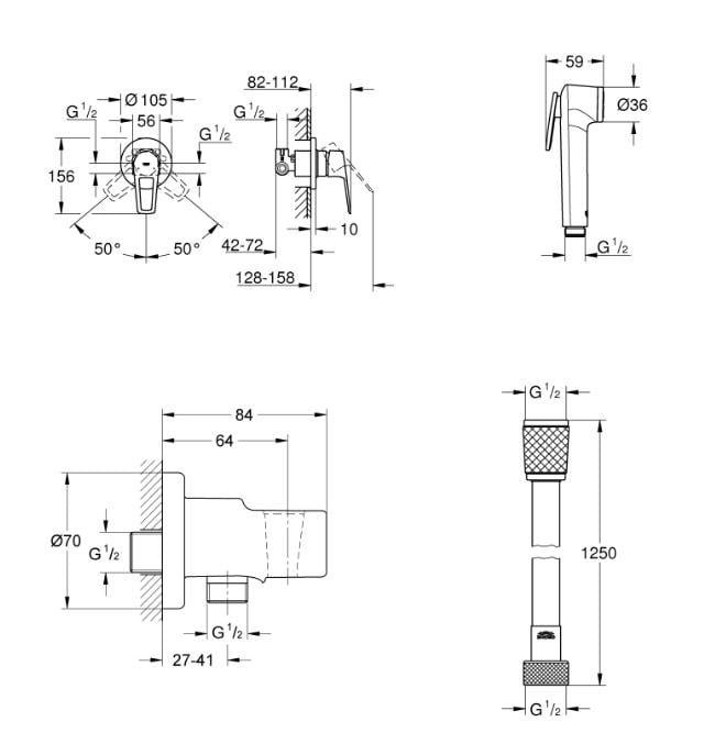 Комплект для гигиенического душа Grohe BauLoop (GROHE/11104201) - фото 2