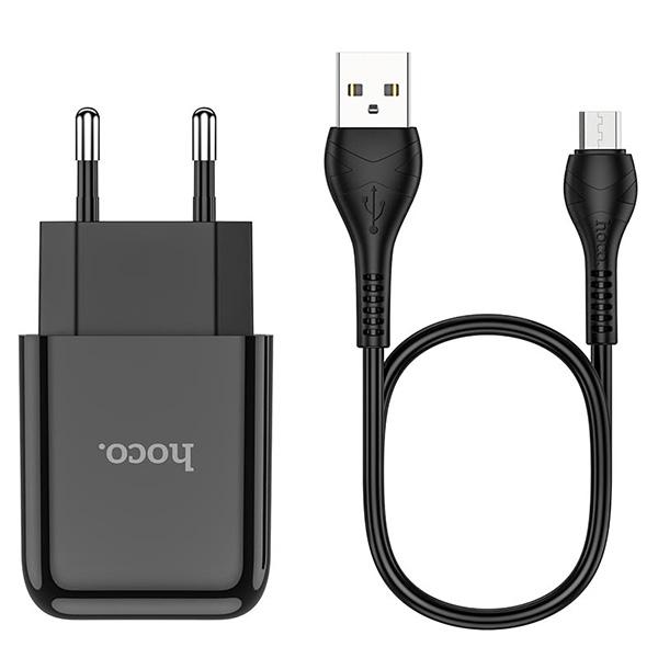 Зарядний пристрій Hoco N2 Micro 1хUSB 2,1A micro-USB Black (3901) - фото 1