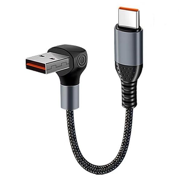 Дата-кабель переходник угловой USB-Type-C M/M Fast Charge 6A тканевая оплетка 0,5 м (A-48790)