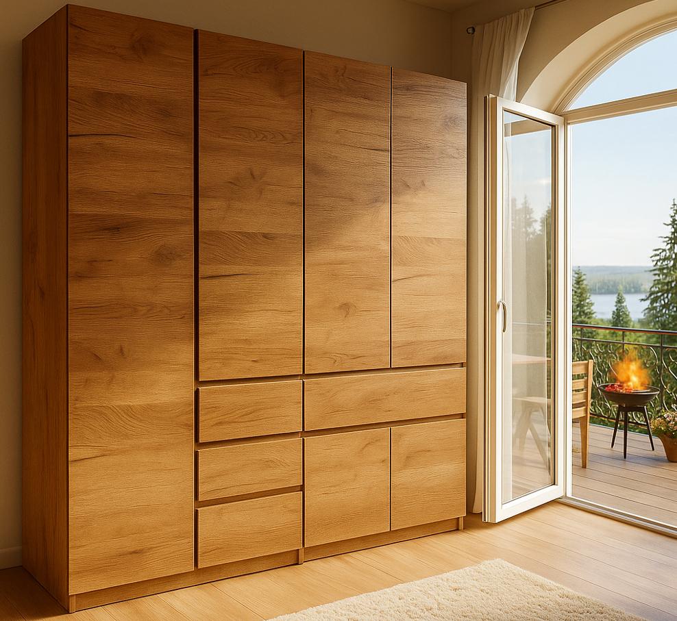 Шкаф для одежды Мастер Форм Брайт 1800х520х2000 мм Дуб крафт золотой (21554)