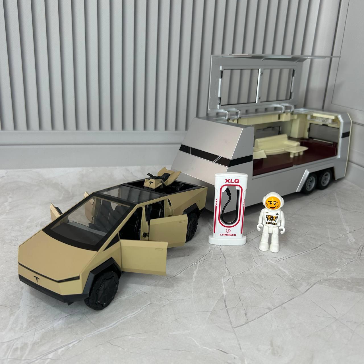 Машинка детская инерционная Tesla CyberTruck M 92313-6 домик на колесах подсветка/звук Бежевый (2641159879)