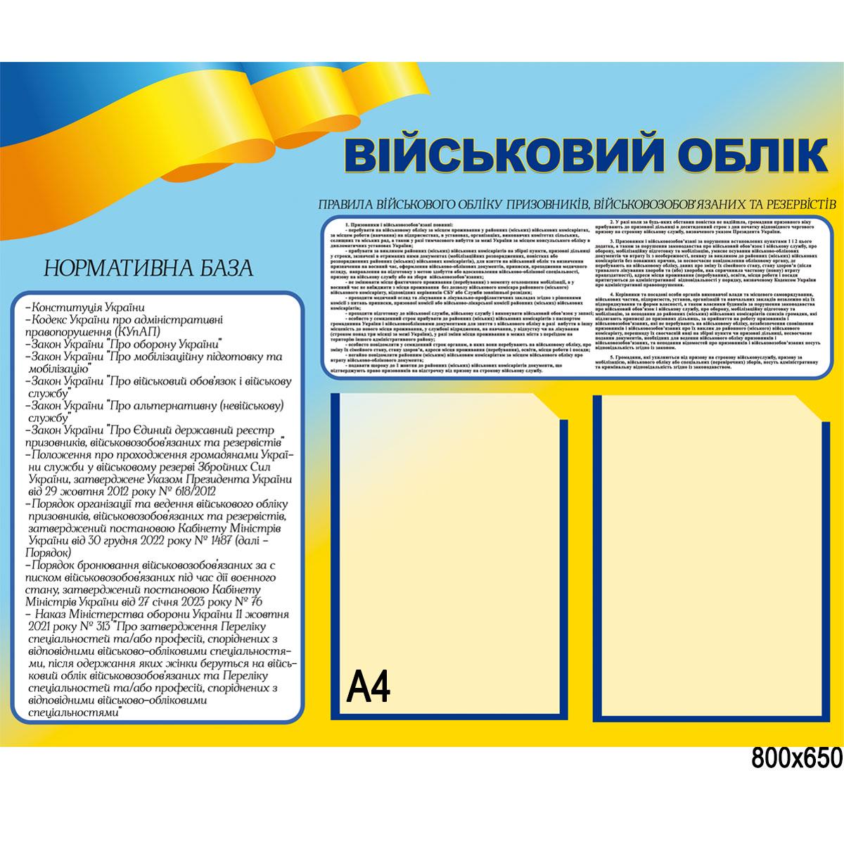 Стенд "Військовий облік" 800х650 мм (0488) - фото 2