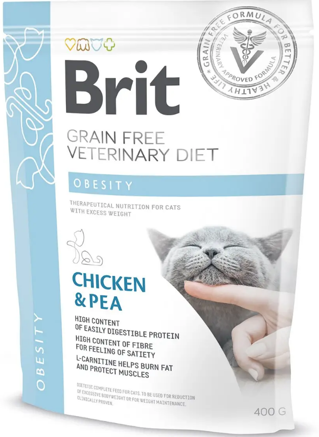 Беззерновой корм для кошек для снижения веса Brit GF Veterinary Diet Obesity с курицей 400 г (1789925475)