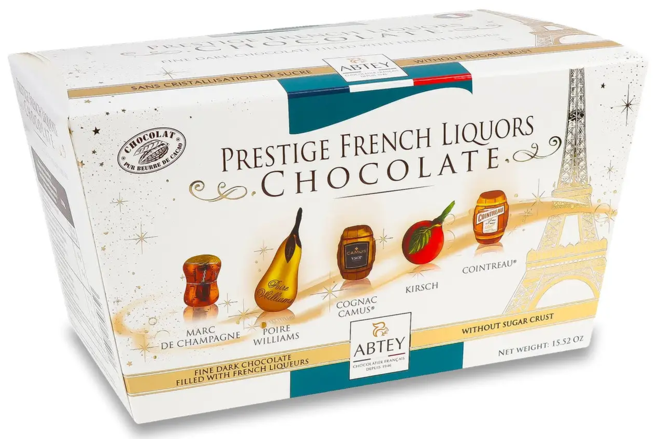 Цукерки шоколадні з лікером Abtey Prestige French Liquors Chocolate Noir 440 г (2438722275) Цукерки шоколадні з лікером Abtey Prestige French Liquors Chocolate Noir 440 г (2438722275)