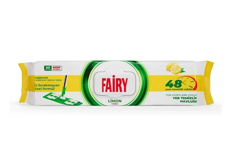 Серветки вологі для прибирання підлоги Fairy Лимон з ароматом лимона 50 шт.