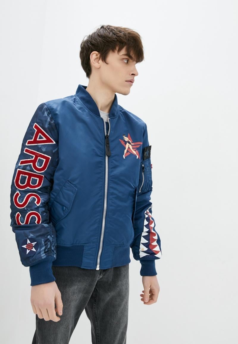 Куртка-бомбер Airboss MA-1 Nose Art L Синий (123221) Куртка-бомбер Airboss MA-1 Nose Art L Синий (123221)