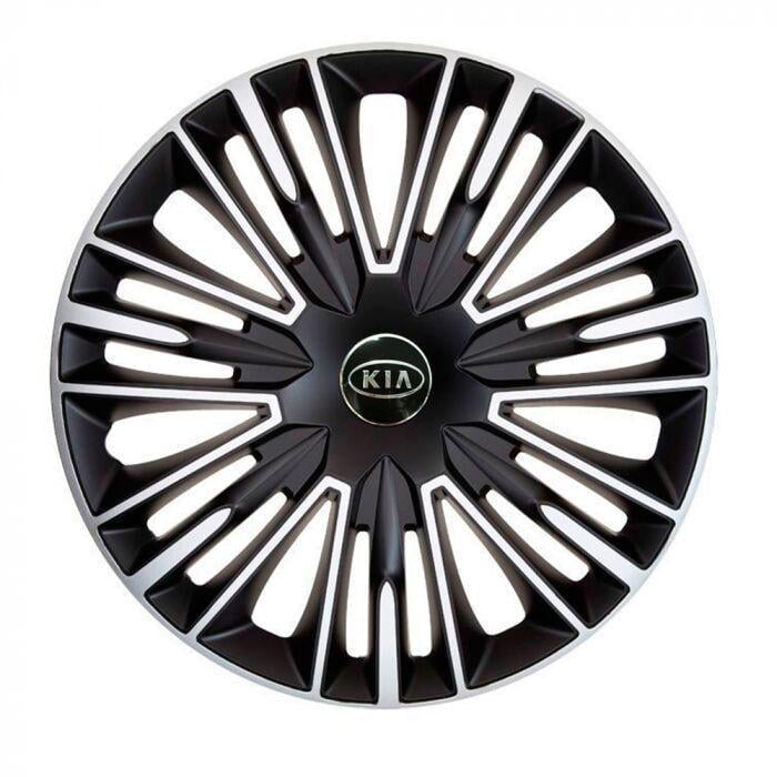 Колпаки для колес 4 Racing Jerez R14 с логотипом Kia 4 шт. Silver/Black