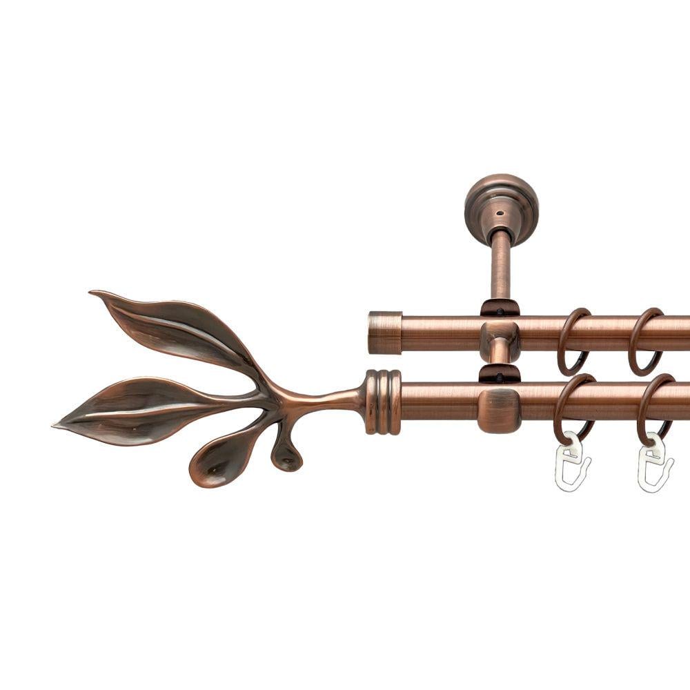 Карниз металлический Orvit Баваро двухрядный открытый/гладкая труба/кольцо металлическое Медь 16/16 мм 240 см (00-00020557)