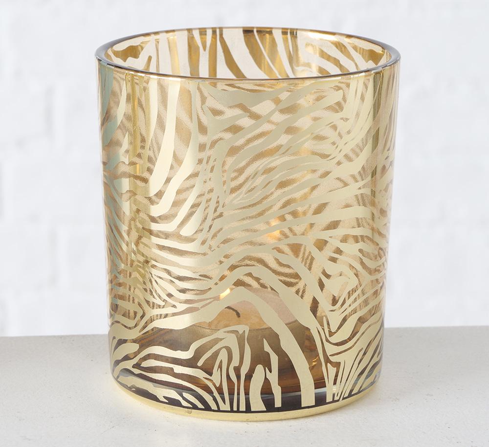 Свічник Тигр золоте скло h10см Гранд Презент 1021666-2 тигр