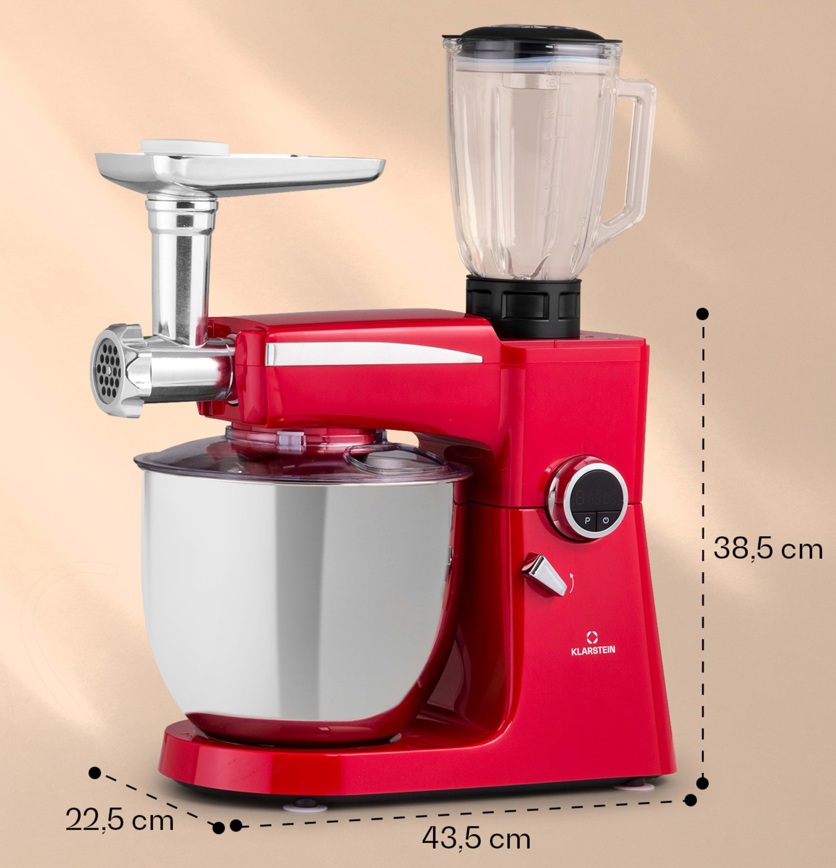 Кухонный комбайн KLARSTEIN Renata Rossa 3в1 с планетарной системой смешивания 2000 Вт 10 л (10040499) - фото 7 Кухонный комбайн KLARSTEIN Renata Rossa 3в1 с планетарной системой смешивания 2000 Вт 10 л (10040499) - фото 7