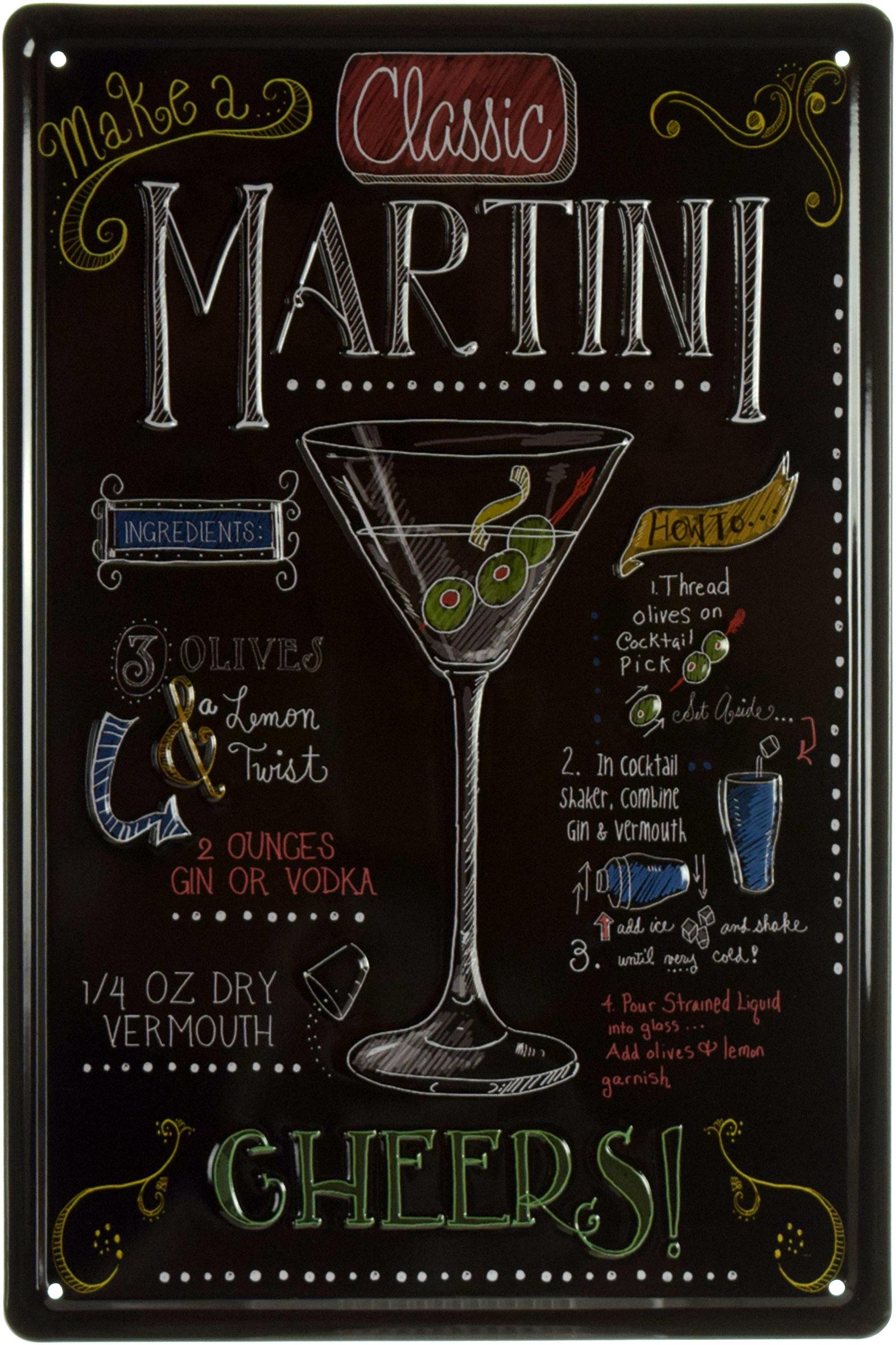 Табличка металлическая Классический Мартини/Classic Martini 20x30 см