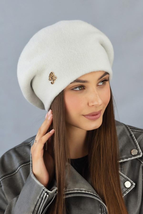 Берет на высокой ножке с подкладкой Braxton Ива женский Белый (5166)