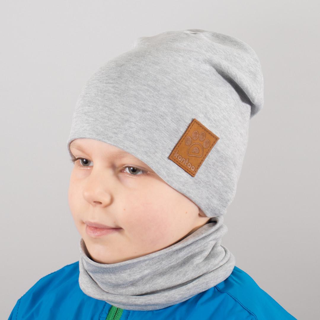 Дитяча шапка з хомутом Kahta "Лапка" р. 52-56 Сірий (OC-971)