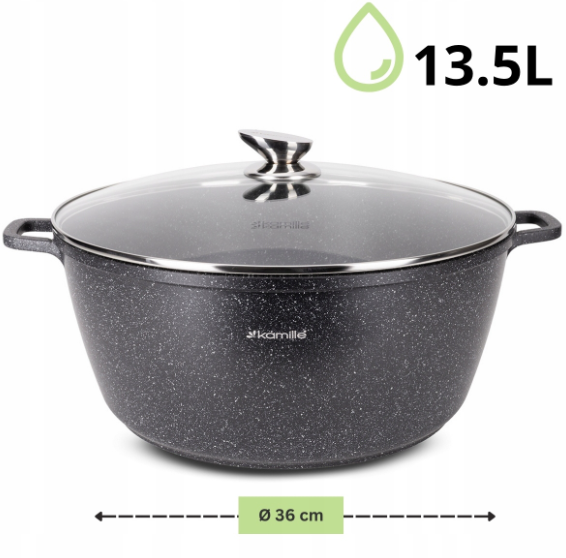 Каструля Kamille з литого алюмінію з кришкою та антипригарним покриттям 13,5 л (4482) - фото 6