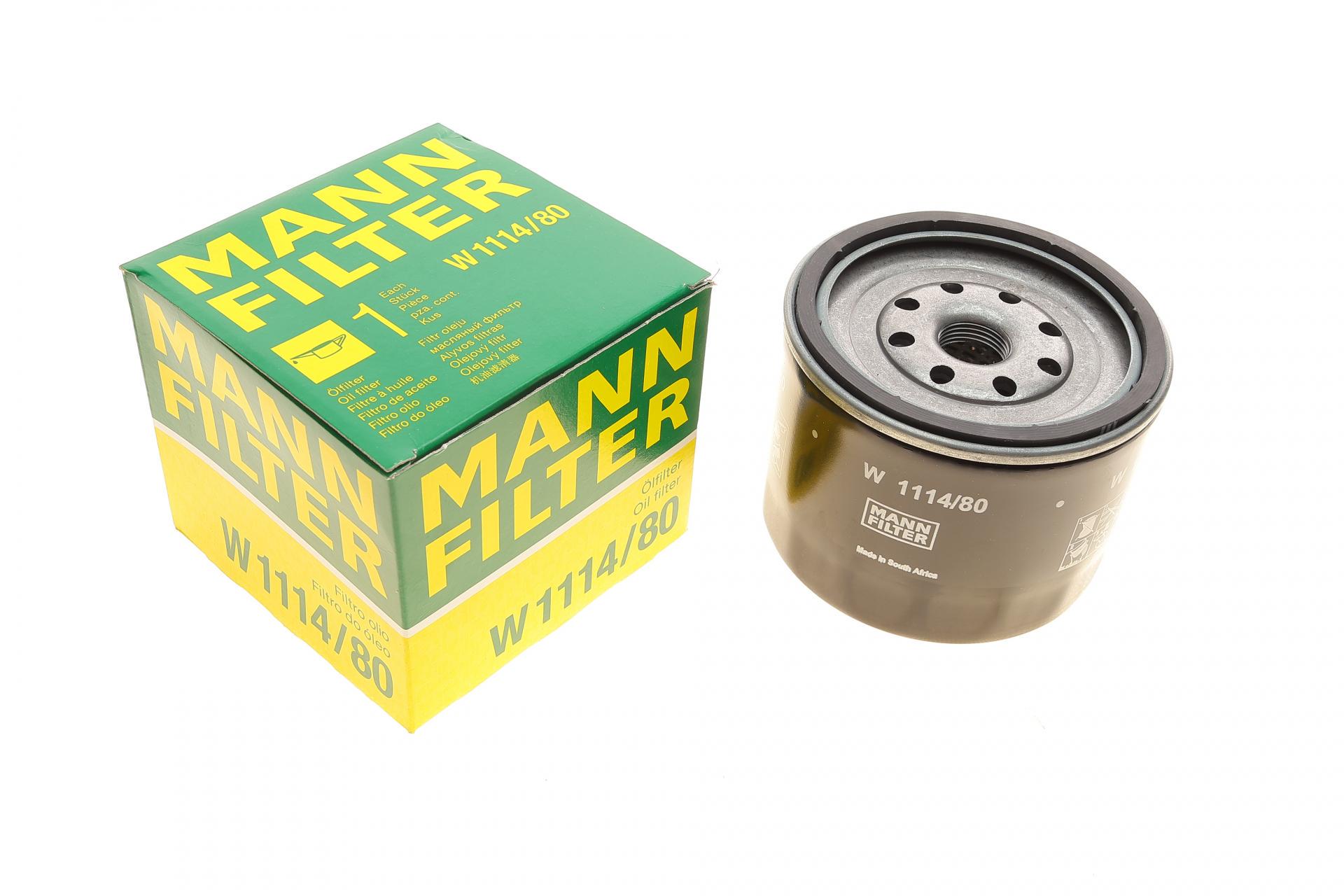 Фильтр масляный Mann-Filter для Kia Sportage 2,0TD 97-05/Mazda 323 1,7D/2,0D 86-98/626 2,0D 83-87/Isuzu NPS 3,9D/TD (W 1114/80)