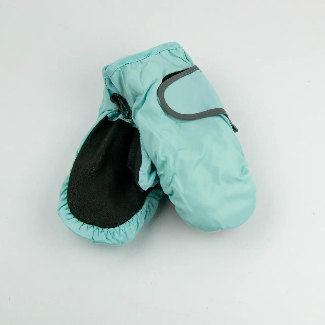 Детские перчатки болоневые лыжные на липучке 4-7 лет размер 3 Бирюзовый (24-12-58а)