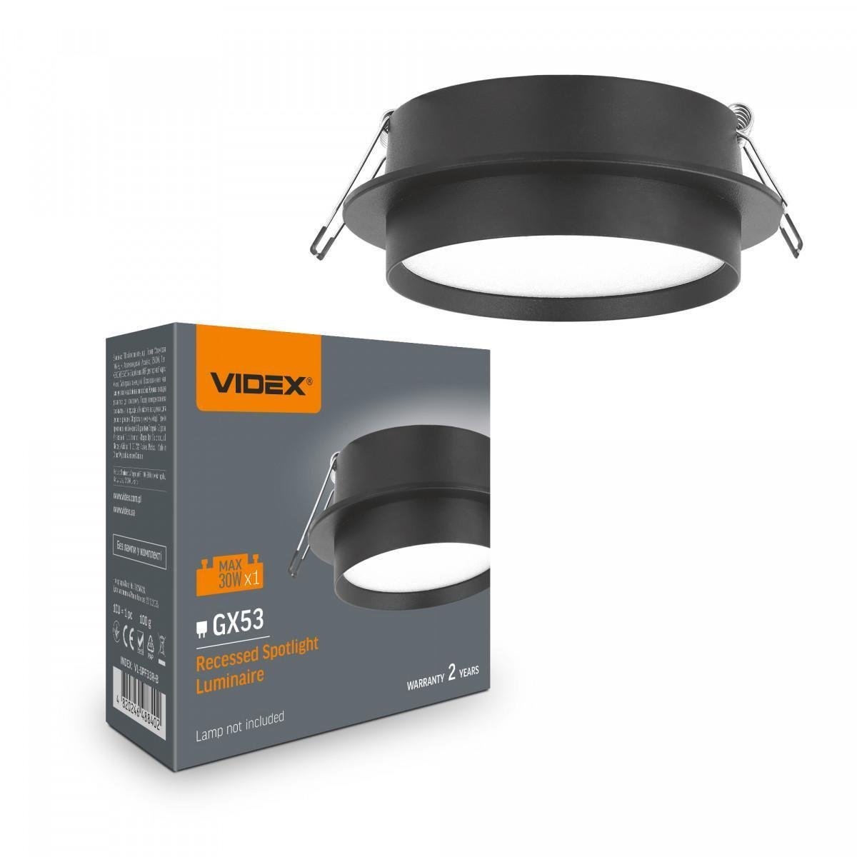 Світильник Videx під лампу GX53 врізний Круглий Чорний (VL-SPF33R-B)