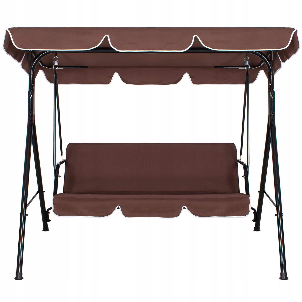 Гойдалка-диван садова з навісом Springos Luna GS0018 тримісна 150x170 см Коричневий - фото 2