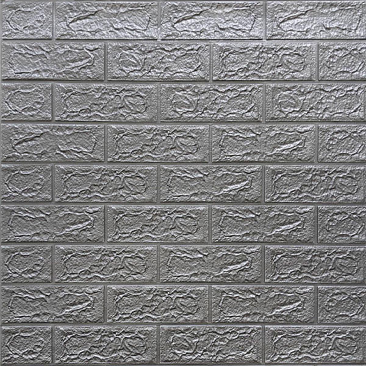 3D панель самоклеюча декоративна Цегла 700х770х5 мм Срібний (SW-0000003812)