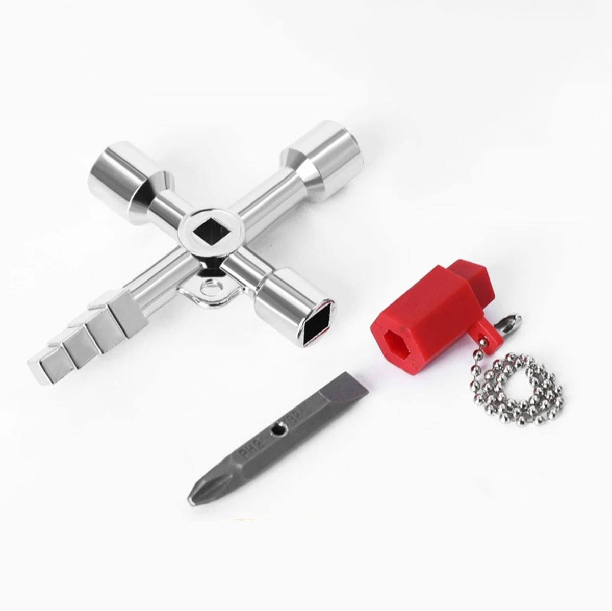 Ключ для шкафов Tactix тип F 10в1 Серебристый (4-sided-key-F)