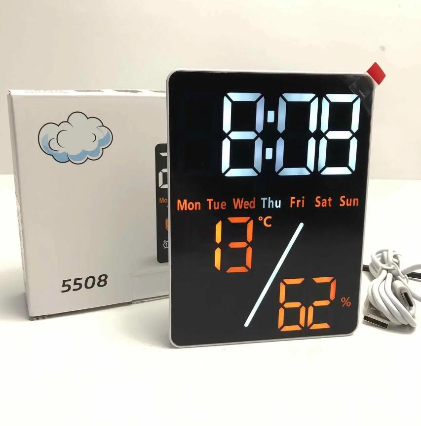Часы настольные электронные WL 5508 от USB термометр/гигрометр с красной подсветкой