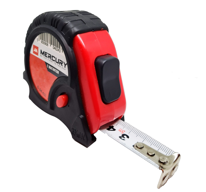 Рулетка магнитная обрезиненная Mercury 3 м х 16 мм