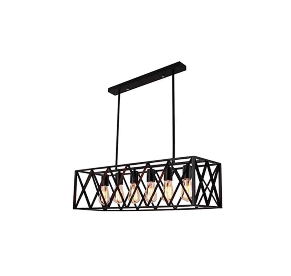 Люстра підвісна Sirius H742-6 в стилі лофт з плафоном під шість ламп Е27 IP20 Чорний (00000139571)