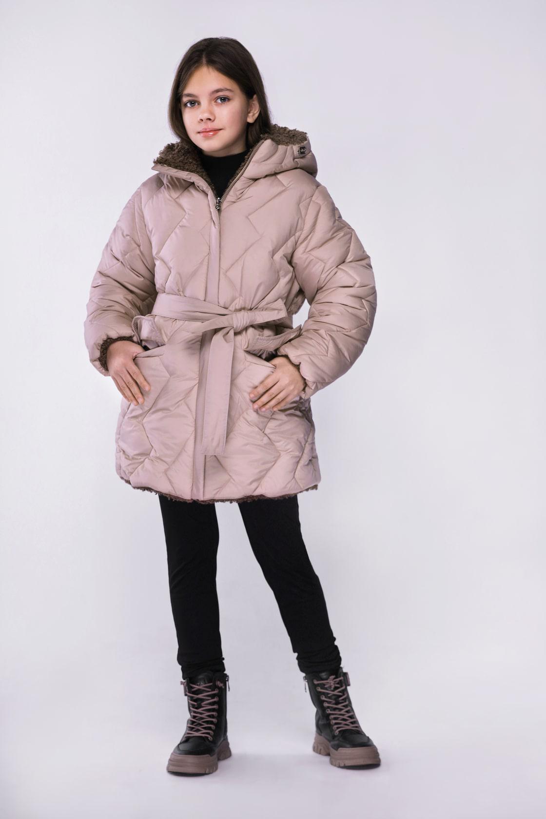 Куртка дитяча Cvetkov Амелія 1 з капюшоном 134 см Бежевий (2000000218120)