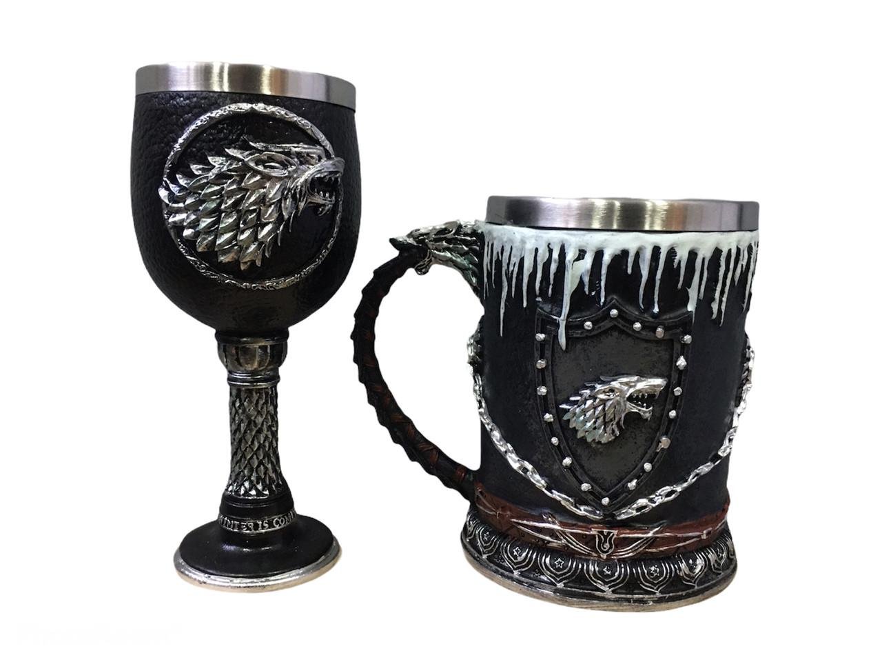 Подарунковий набір кружка і келих 3D Гра Престолів Winter Is Coming Stark 550/200 мл - фото 2