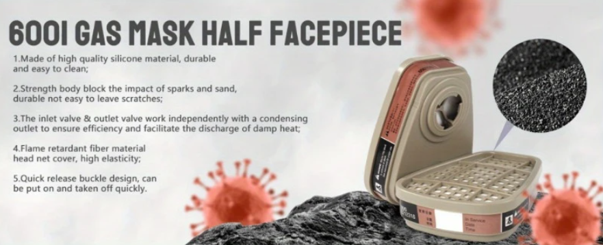 Полумаска респиратор 6200 с фильтрами 6051 с панорамными очками (1701) - фото 10 Полумаска респиратор 6200 с фильтрами 6051 с панорамными очками (1701) - фото 10