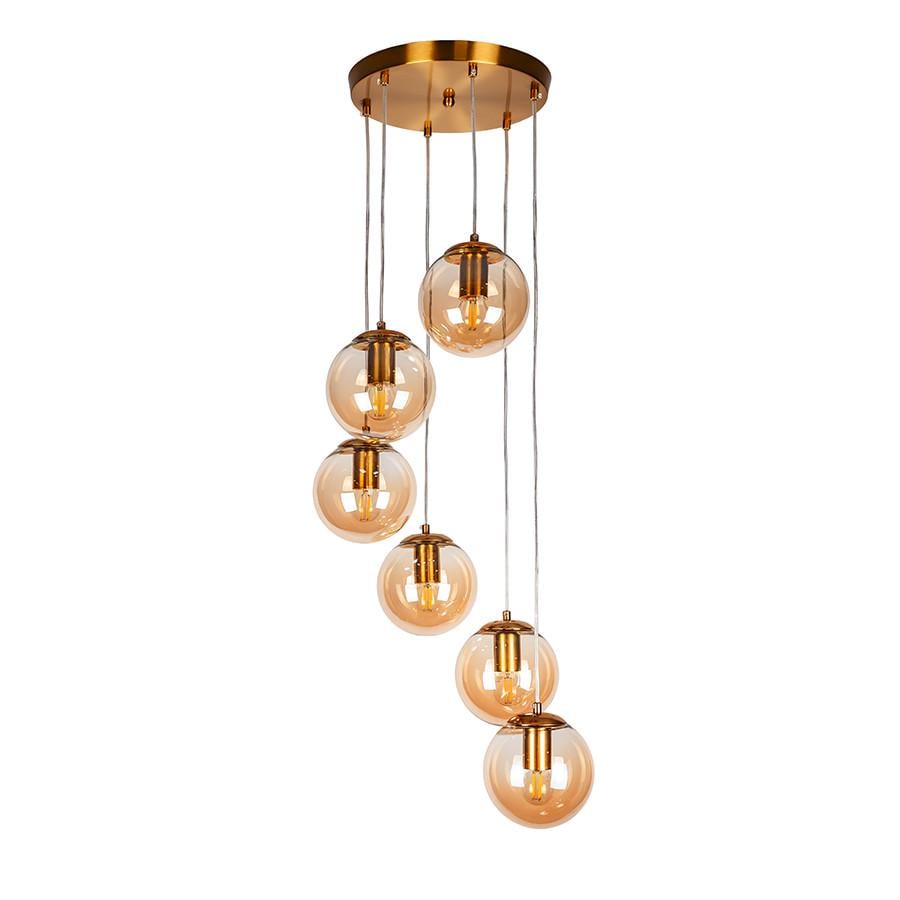 Підвісний світильник 756PR150F-6 BRZ/BR 300 круглий на 6 плафонів Бронза/Коричневий - фото 1 Підвісний світильник 756PR150F-6 BRZ/BR 300 круглий на 6 плафонів Бронза/Коричневий - фото 1